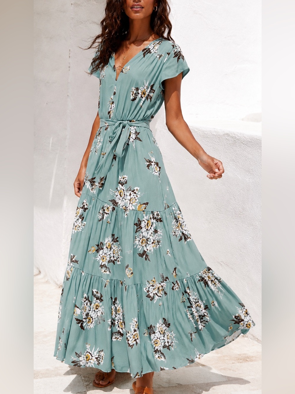 Free People All I Got Floral Printed Maxi Dress 0 XS Blue